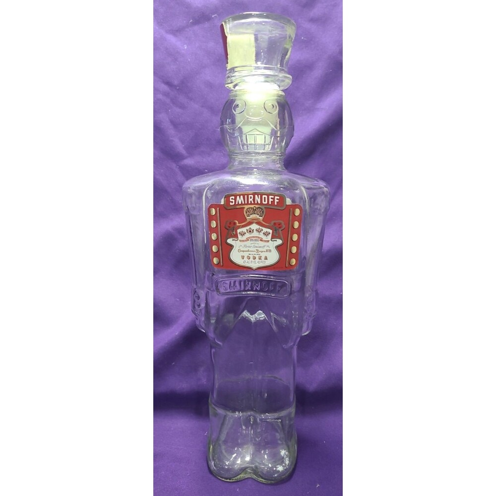 Smirnoff Vodka Toy Soldier 1998? Nutcracker Empty Glass Bottle 13” Decanter